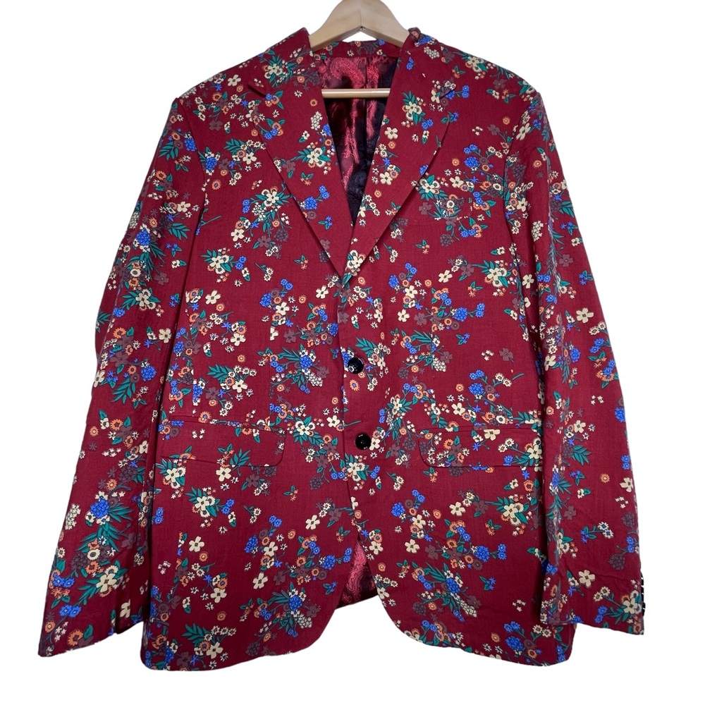 French crown red floral blazer 46
